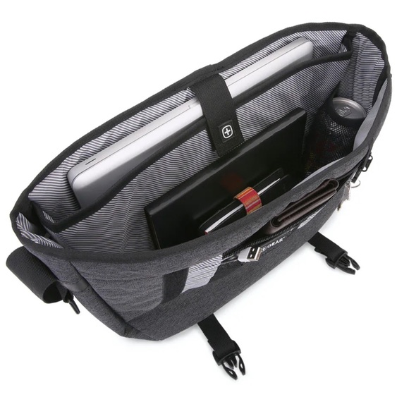 Swiss Gear Crossbody Messenger Bag for laptop/books - Heather grey & black - Picture 3 of 16